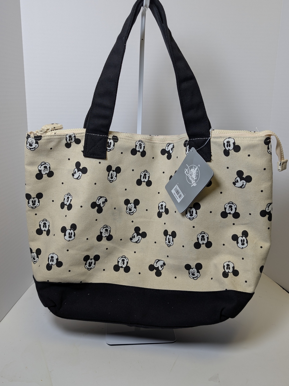 Disney Black and Cream Mickey Pattern Canvas Tote